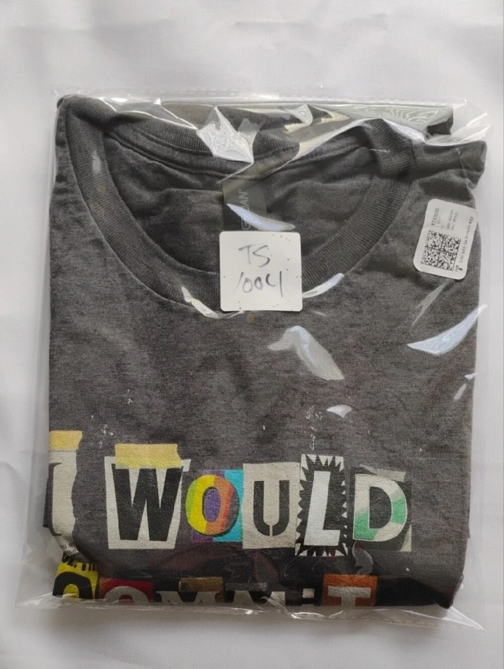 Gildan Black Graphic Tee with Multicolor Ransom-Style Print